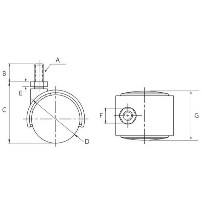 双輪キャスター ねじタイプW1／4 車輪径40mm ナイロン ［4個／セット］