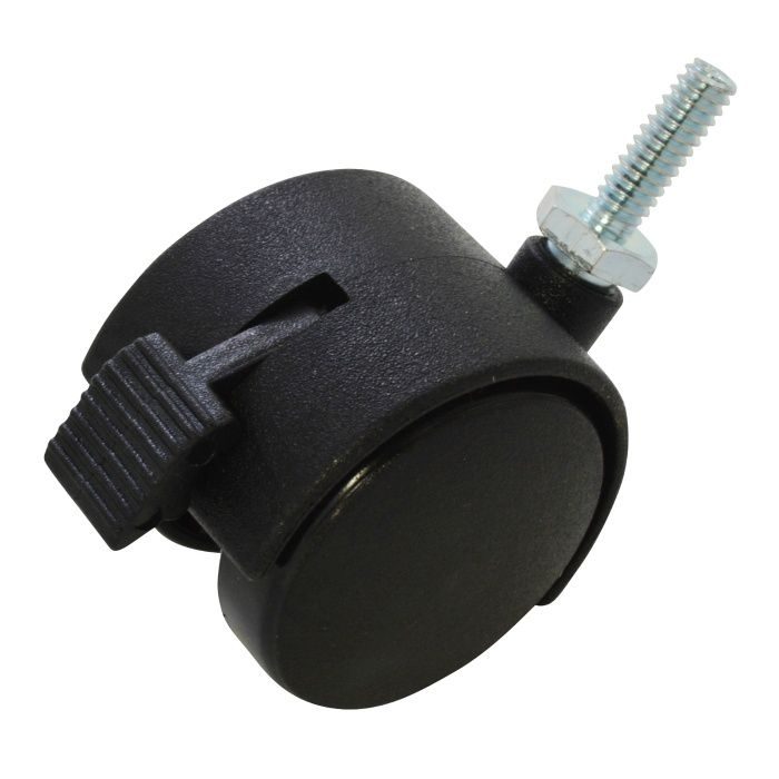 双輪キャスター ねじタイプW1／4 ストッパー付 車輪径40mm ナイロン ［4個／セット］
