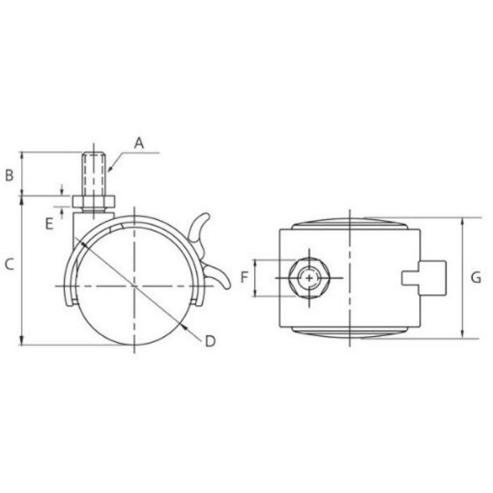 双輪キャスター ねじタイプW1／4 ストッパー付 車輪径40mm ナイロン ［4個／セット］