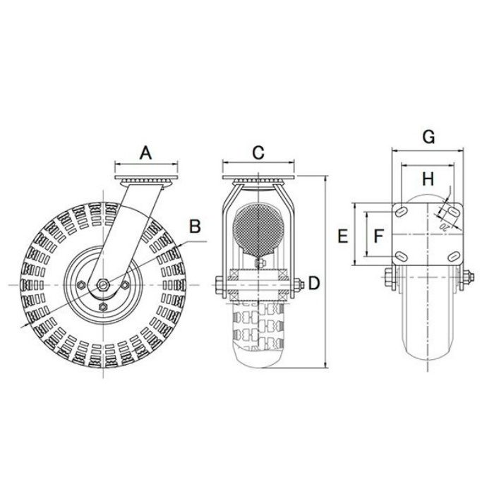 ノーパンクキャスター自在 150mm