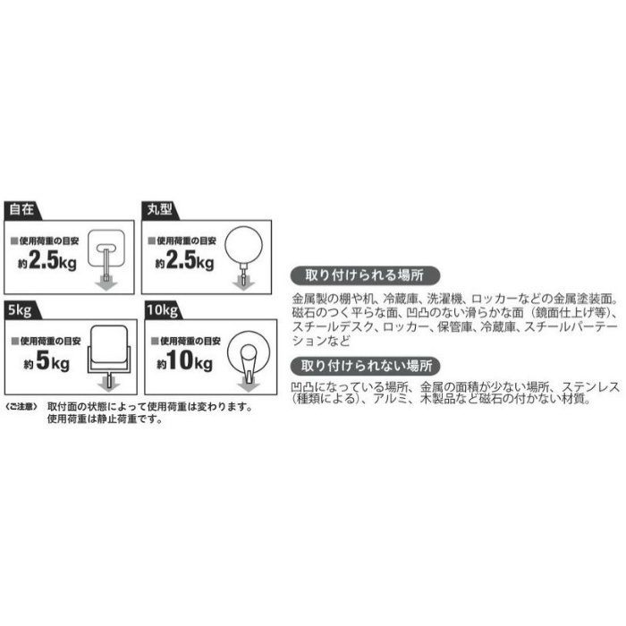 強力マグネットフック 5kg ［5個／セット］