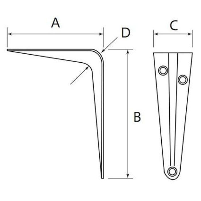 カラー棚受（茶） 200×250 取付用ねじ付属 ［8個／セット］