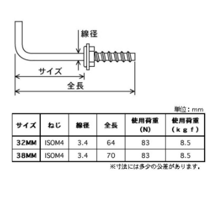 ステン足長ナット付よーおれ 32mm ［2個／袋×5］