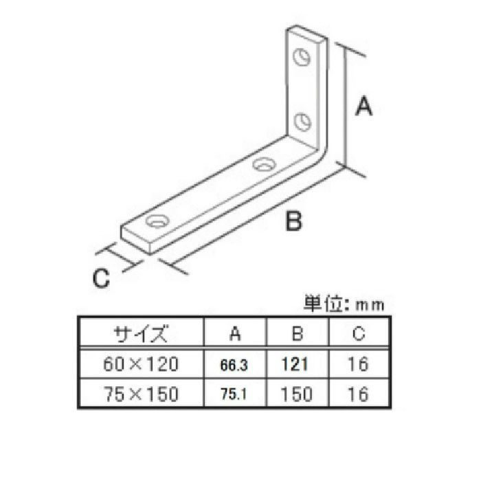 特厚不等辺アングル 75×150 ［10個／セット］