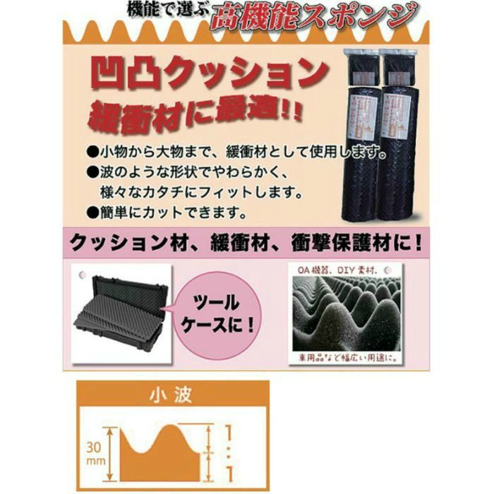 凹凸クッション30小波 200×200 ［2個／セット］ 八幡ねじ【アウン
