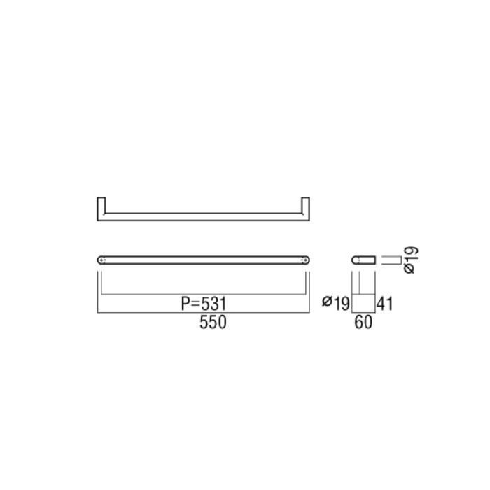 PRE-S340-02 タオルバー 550mm ユニミストマットブラック ユニオン