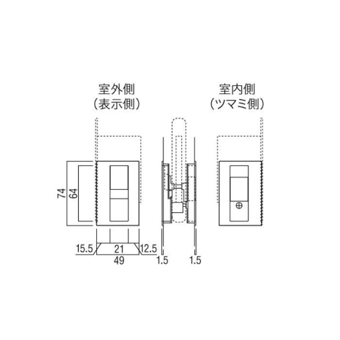 PRE-W153-02-L 表示錠 左吊元 マットブラック