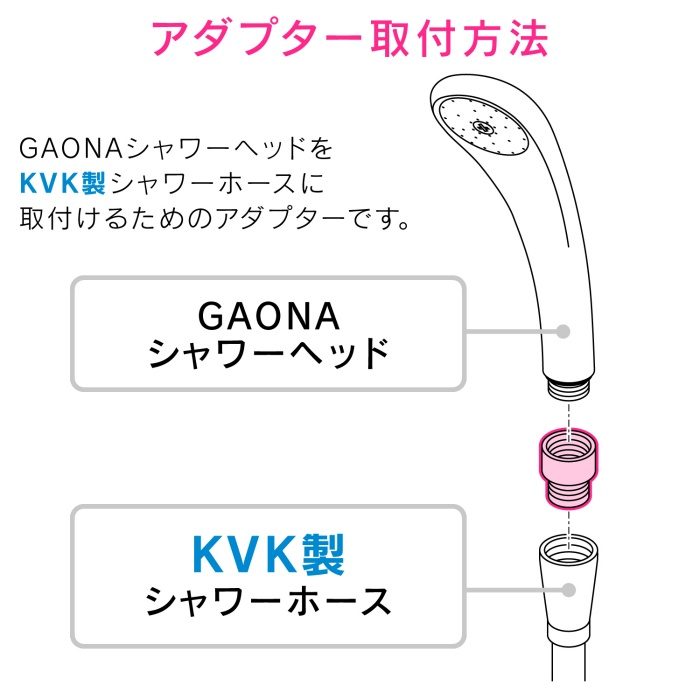 GA-FW001 GAONA シャワーアダプター KVK用 （G1／2ネジ シャワーヘッド M22×2ネジ ホース）