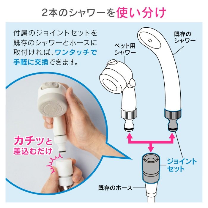 Ga Fc029 Gaona ペットシャワージョイントセット シャワーヘッド ワンタッチ着脱 コンパクト 流量調整 2段切替 ペット用 赤ちゃん 用 アウンワークス通販