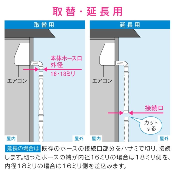 GA-KW003 GAONA これカモ ドレンホースと消音バルブのセット エアコン用 2.0m （長さ調節可能 ポコポコ音解消 防臭・防虫効果 取付簡単）