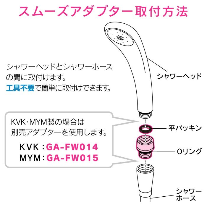 GA-FW020 GAONA これカモ スムーズアダプター （快適 回りやすい シャワーアダプター）