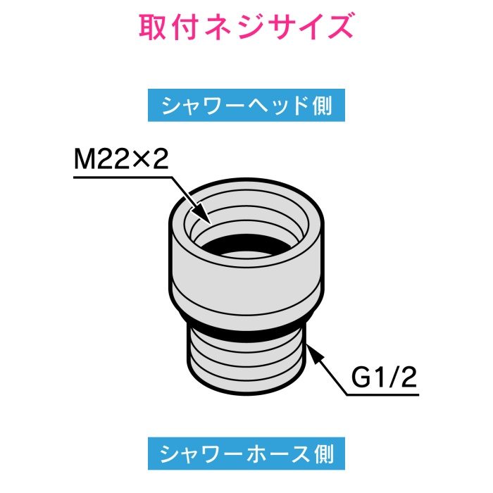 GA-FW021 GAONA シャワーアダプター KVK用 （G1／2ネジ ホース M22×2ネジ シャワーヘッド）