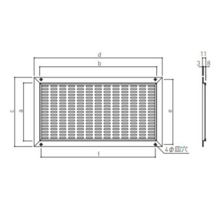 SKN-150×300 軒天換気グリル ステンレス網付 シルバー 神栄ホーム