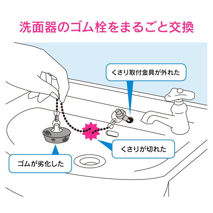 GA-MG012 GAONA ゴム栓くさりつき 洗面用 （排水口径34ミリ用 取替）