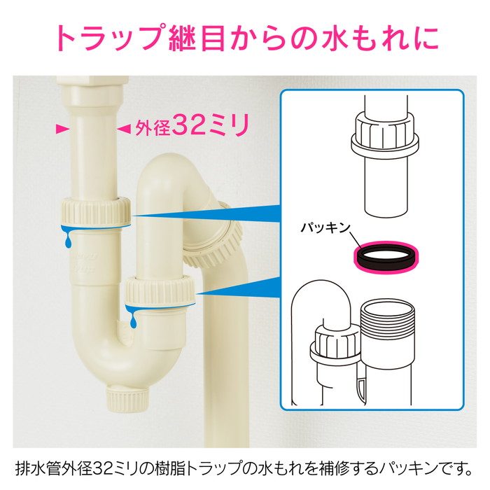 GA-MG037 GAONA 樹脂製トラップ用パッキン 排水管径32mm （交換 水もれ 洗面化粧台）