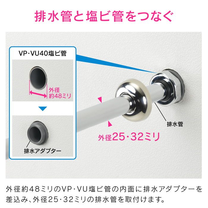 GA-MG038 GAONA 接続アダプター 排水管 25・32mm （呼40塩ビ管 VP・VU兼用）