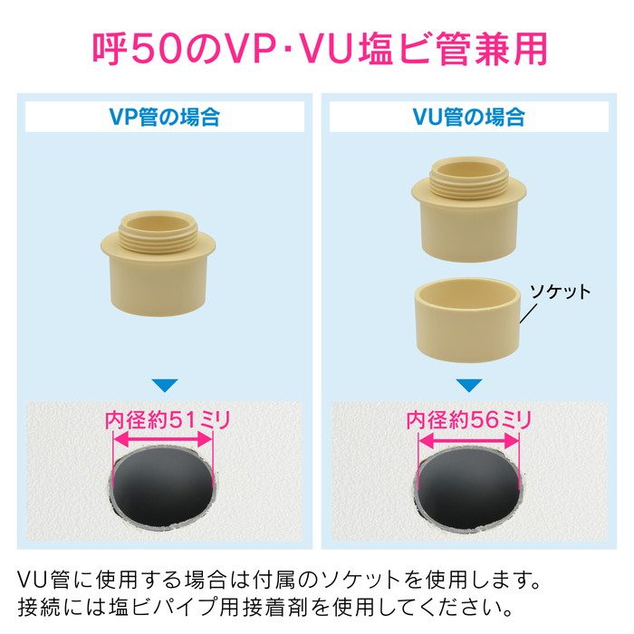 GA-MG039 GAONA 接続アダプター 排水管 25・32mm （呼50塩ビ管 VP・VU兼用）