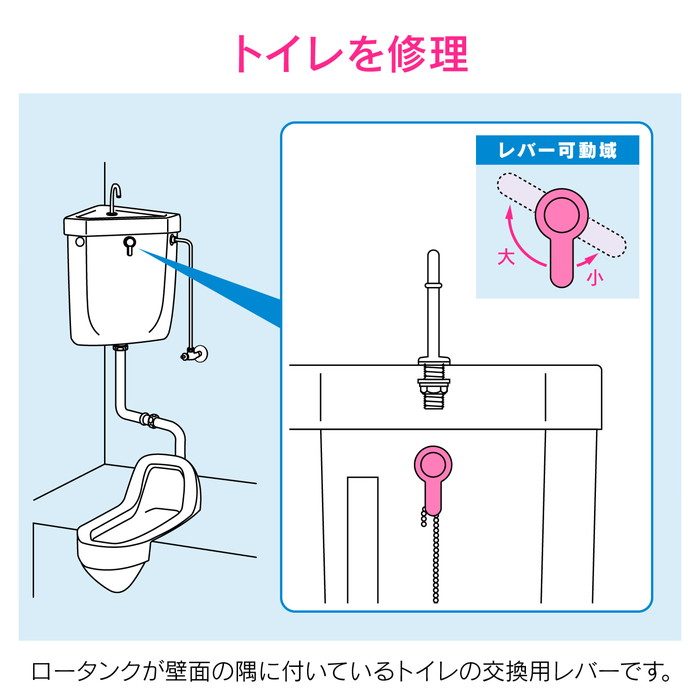 GA-NG016 GAONA トイレ用レバーハンドル 隅付ロータンク用 （大小切替付 交換用） アイボリー
