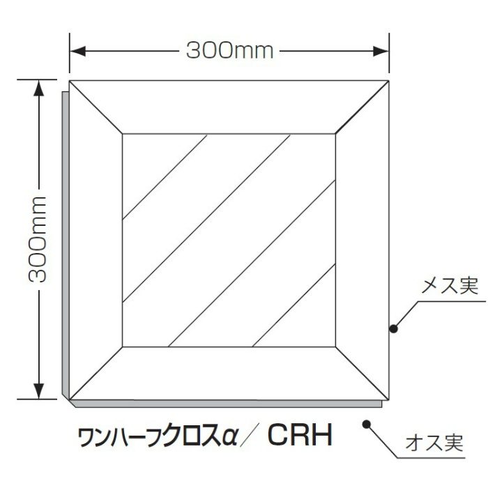 CRH-4 ワンハーフクロスα ナラ／ブラック 2mm厚単板 300mm角 36枚入