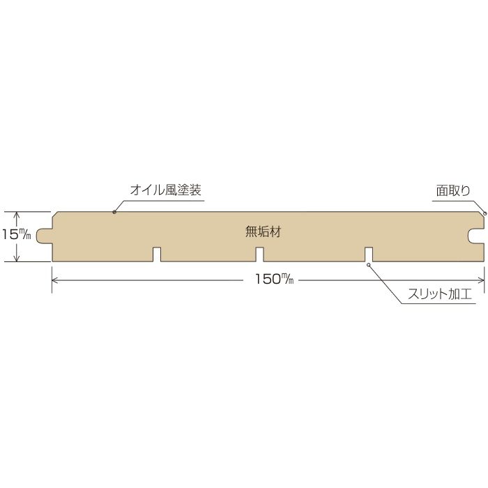 WNK-254 ワイルド無垢ナラMore Wild ナラ（節あり） オイル風仕上げ 150mm巾