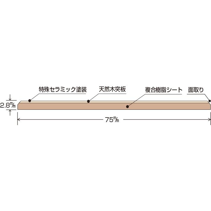 AMH-5001 シンシア ヘリンボーン ナラ（節あり） 総厚2.8mm 75mm巾 78枚入