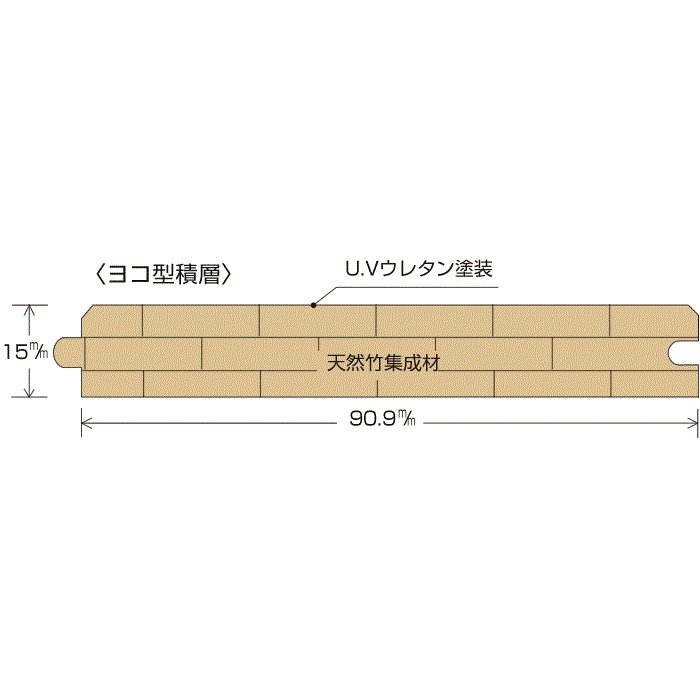 NBF-01 バンブーフローリング ヨコ型ナチュラル 集成材 90.9mm巾 10枚