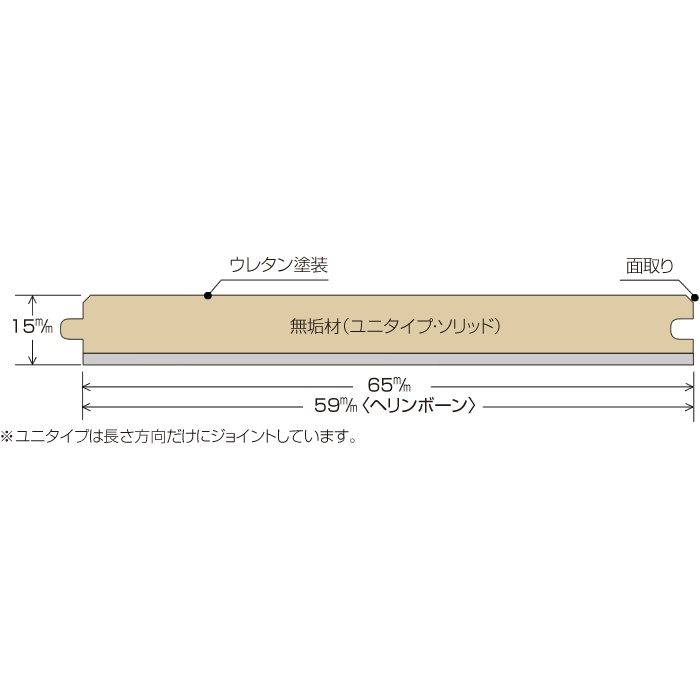 JY-103 パスポートゆかだん直貼タイプ サクラ源平 ナチュラル ユニタイプ 無垢 65mm巾 28枚入