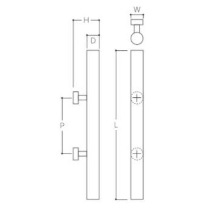 W-28 シラキウッド 丸棒ハンドル25φ（両面用） サイズ300