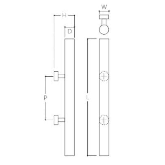 W-2300 クロウッド 丸棒座付取手（25φ） サイズ300 MARUKI HARDWARE