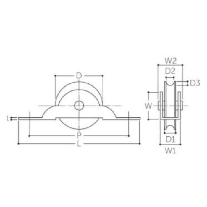C-100 ローラー戸車 ブッシュ入（丸型） 42mm