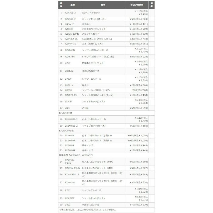 KF2GN3 2ハンドルシャワー 吐水口固定