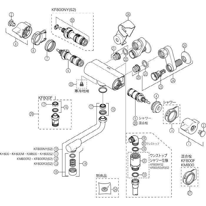 KF800F サーモスタット式シャワー（シャワー専用型）
