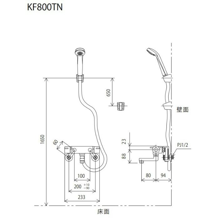 KF800TN サーモスタット式シャワー 80mmパイプ付【アウンワークス通販】