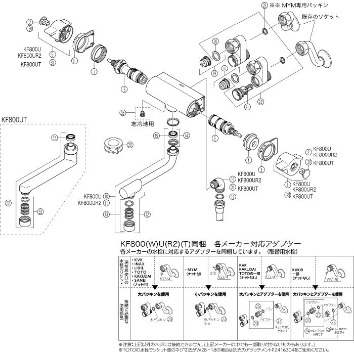 KF800UT 取替用サーモスタット式シャワー KVK【アウンワークス通販】