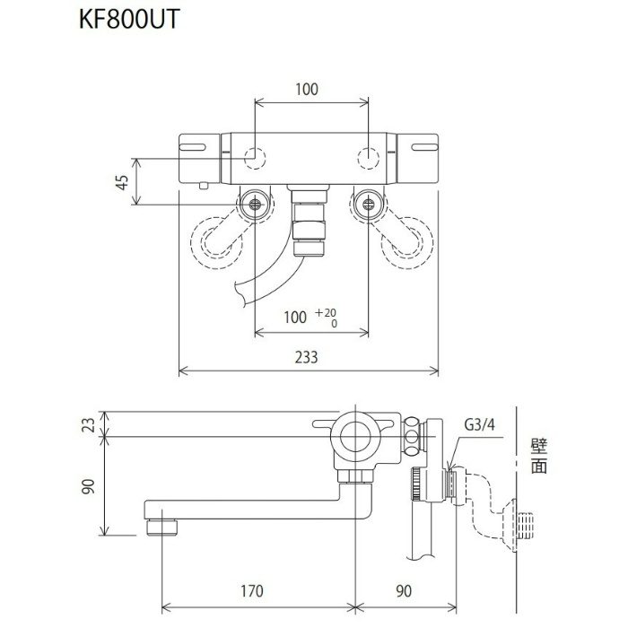 KF800WUT 取替用サーモスタット式シャワー 寒冷地用