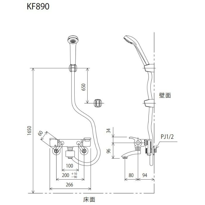 KF890S2 サーモスタット式シャワー メッキワンストップシャワーヘッド