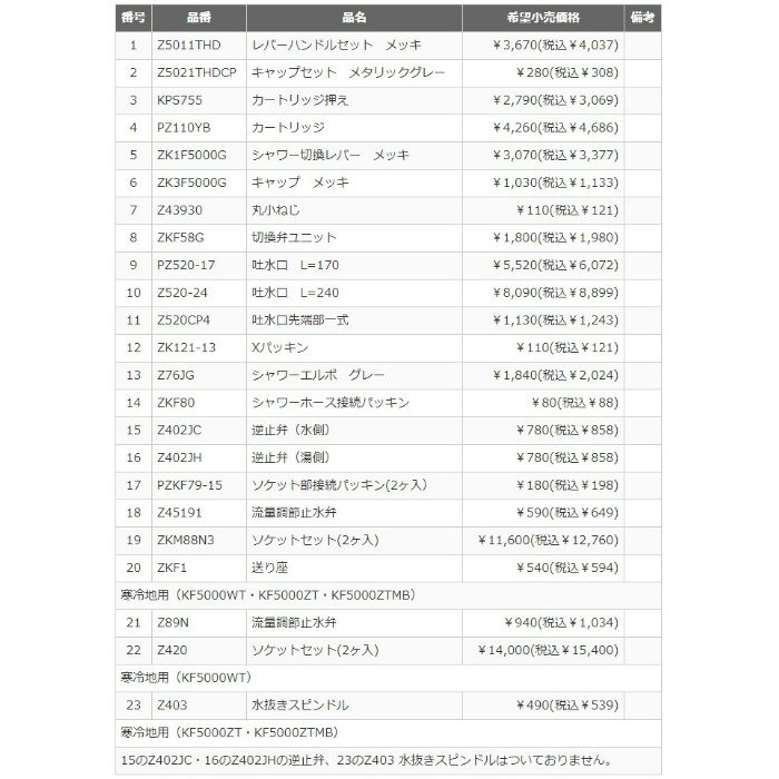 KF5000TMB シングルレバー式シャワー