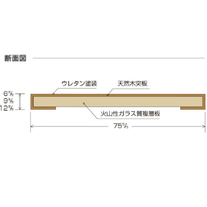 WFWR-3 ウッドペッカー不燃ウォール レンガ 総厚6mm 75mm巾 長さ300mm メープル／柾目 1ピース