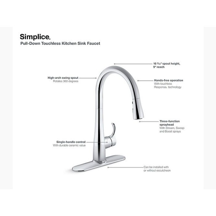 K-22036-VS キッチン水栓 Simplice タッチレス キッチン用混合水栓 バイブラントステンレス