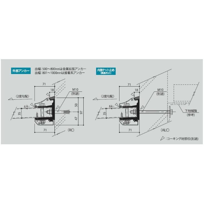 アルフィン庇 AD2S 基本仕様（フロントカバー） 出幅600mm ひさし全長