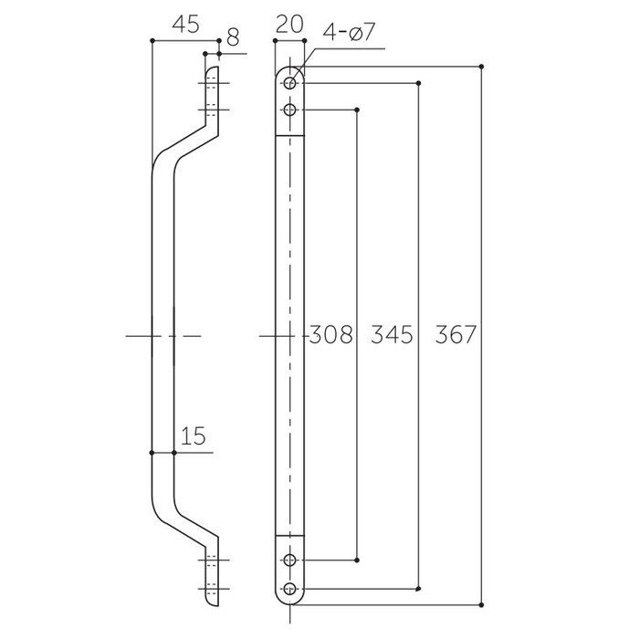 A-700 ニギリバー（面付型） マットブラック