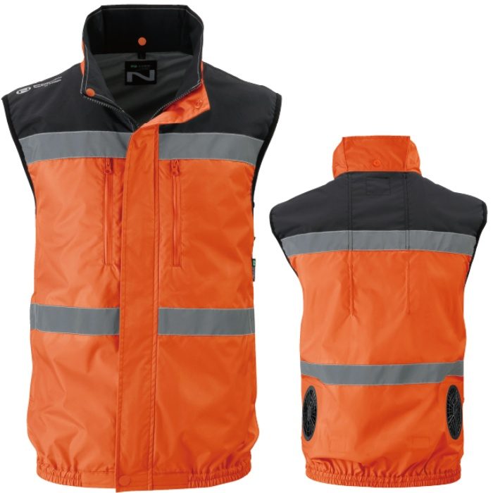 NC-1071 Nクール®ウェア 反射材仕様 ベスト スーパーチタン加工 タチエリ 服単品 オレンジ 4L