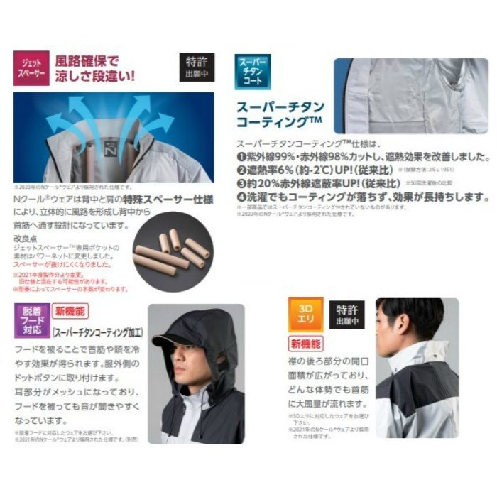 NC-1071 Nクール®ウェア 反射材仕様 ベスト スーパーチタン加工 タチエリ 服単品 オレンジ 4L