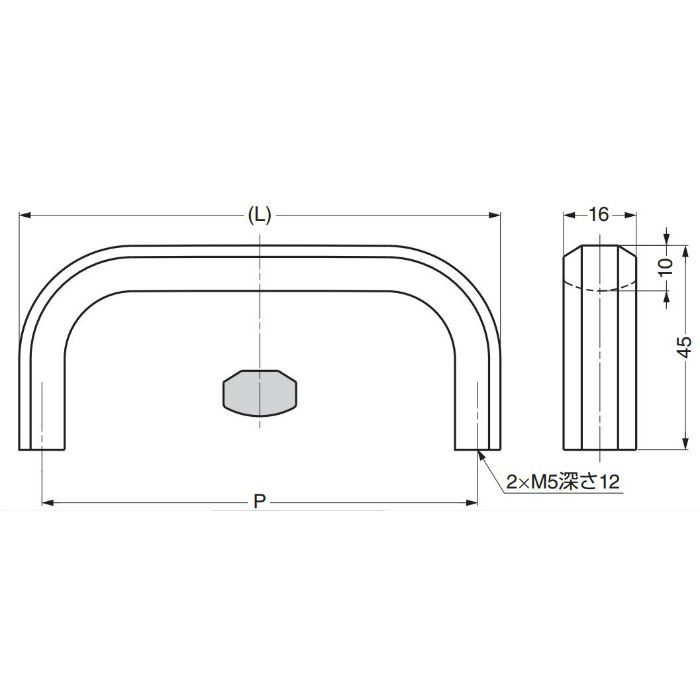 ZL-2002-512 ZweiLステンレス鋼（SUS316）製ハンドルZL-2002型 522×45mm