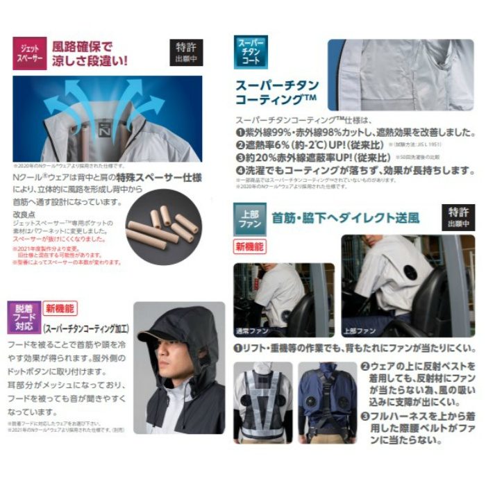 ND-1122 Nクール®ウェア 上部ファン仕様 半袖 スーパーチタン ND-1122 Nクール®ウェア 上部ファン仕様 半袖 スーパーチタン