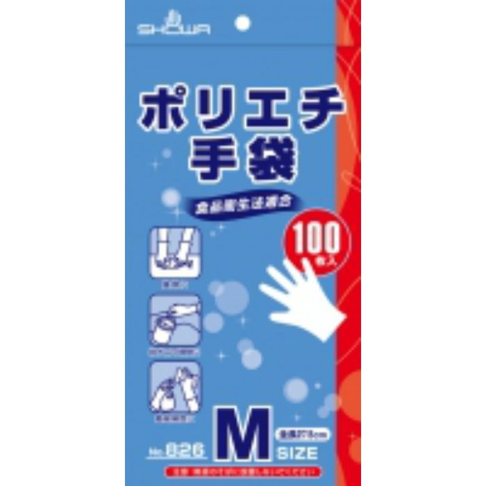 NO826-M ポリエチ手袋 Mサイズ 100枚入