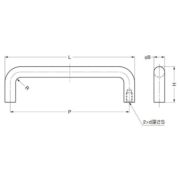 ステンレス鋼製ハンドルH-42-C型 H-42-C-2 100-010-563