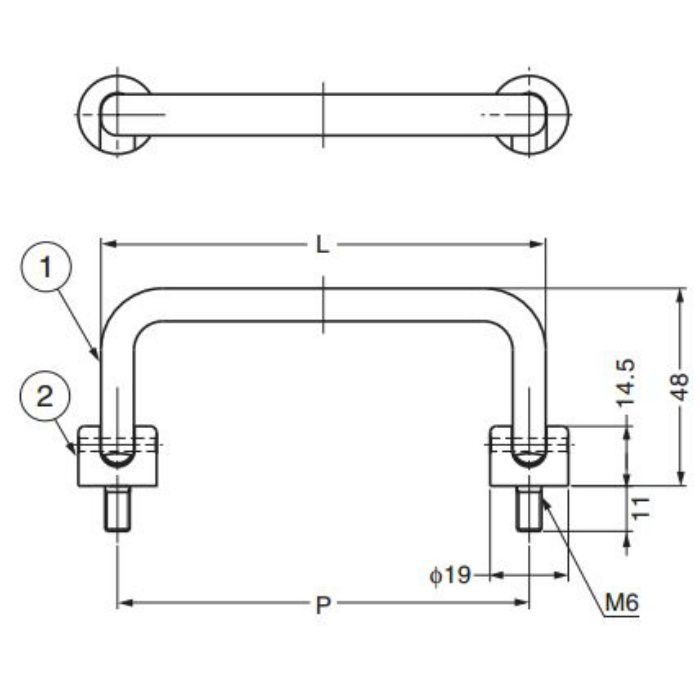 ステンレス鋼製片折ハンドルHK型 HK-120 100-010-013