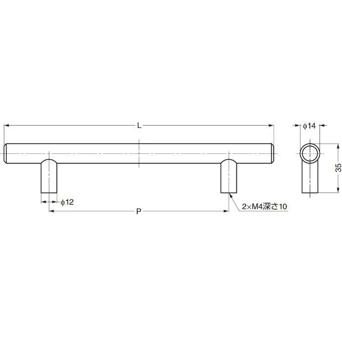 ステンレス鋼製ハンドルI1014型 I1014128 100-012-629