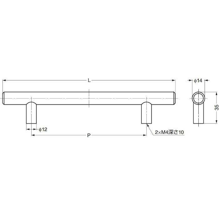 ステンレス鋼製ハンドルI1014型 I1014342 100-012-627